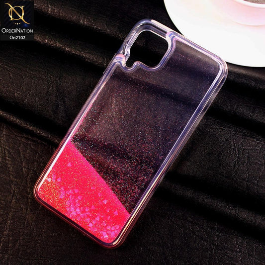 Huawei Nova 7i - Pink - Cute Love Hearts Liquid Glitter Pc Back Case