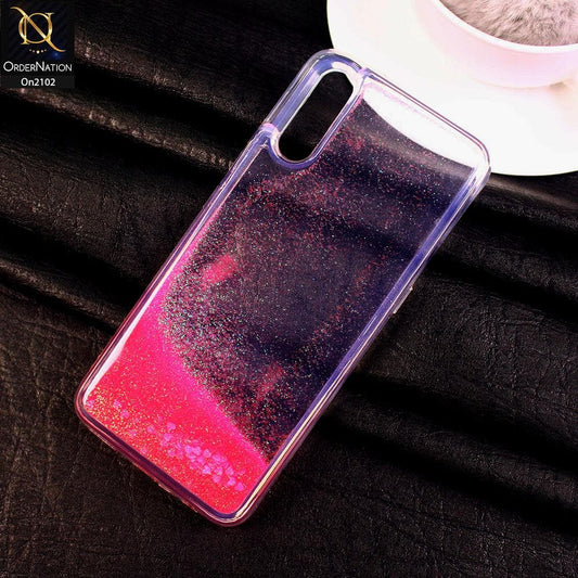 Vivo S1 - Pink - Cute Love Hearts Liquid Glitter Pc Back Case