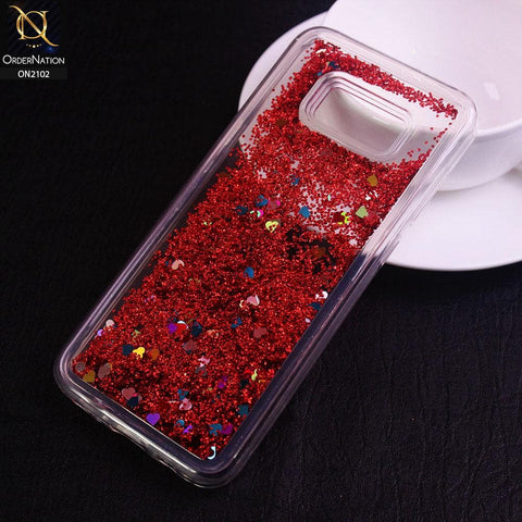 Samsung Galaxy S8 Plus Cover - Red - Cute Love Hearts Liquid Glitter Pc Back Case