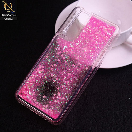 Vivo V15 Pro Cover - Light Pink - Cute Love Hearts Liquid Glitter Pc Back Case