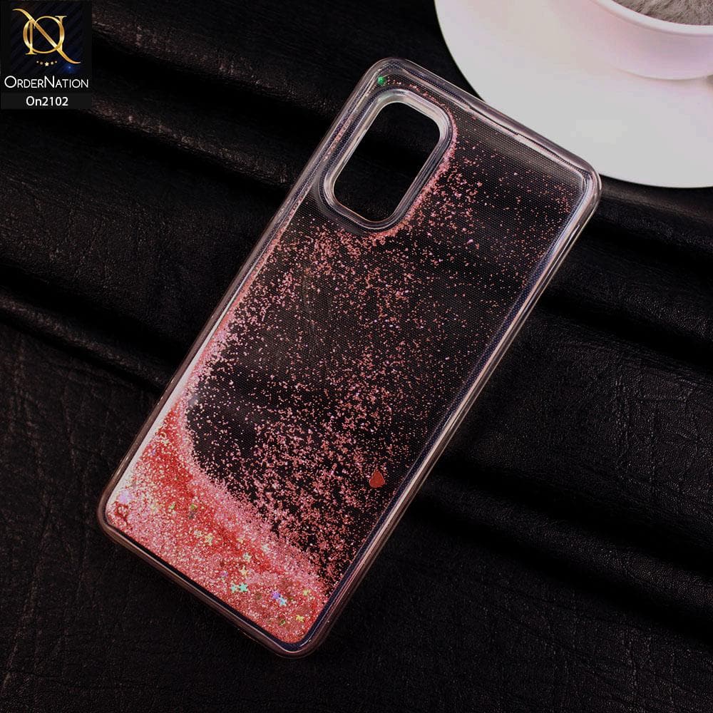 Vivo V17 - Rose Gold - Cute Love Hearts Liquid Glitter Pc Back Case