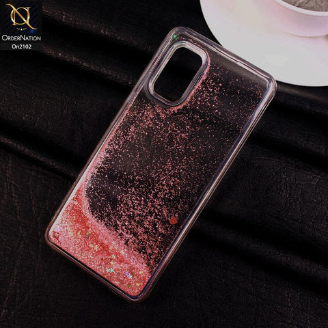 Vivo V17 - Rose Gold - Cute Love Hearts Liquid Glitter Pc Back Case