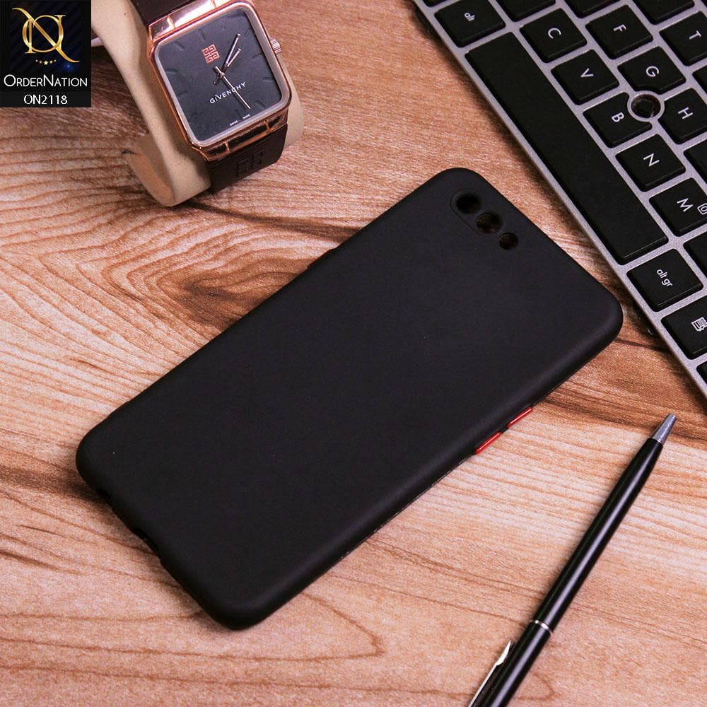 Oppo A12e Cover - Black - Semi-Transparent Ultra Thin Color Button Soft Shell Case