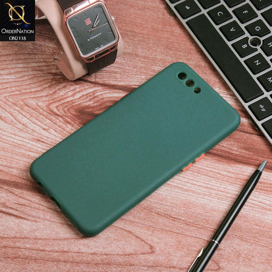 Oppo A12e Cover - Green - Semi-Transparent Ultra Thin Color Button Soft Shell Case