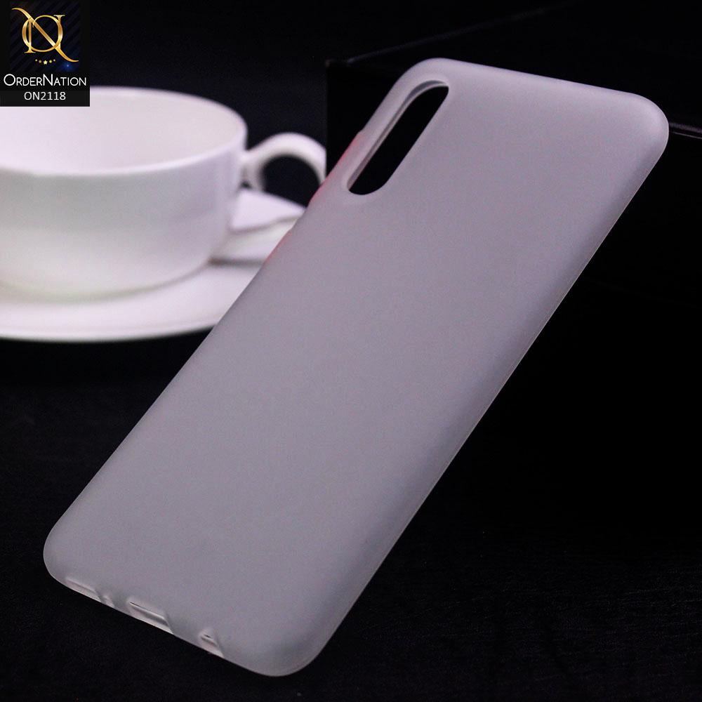 Samsung Galaxy A50 Cover - White - Semi-Transparent Ultra Thin Color Button Soft Shell Case
