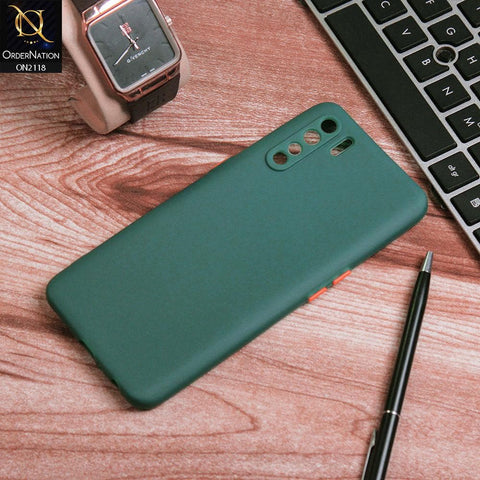 Oppo Reno 3 Cover - Green - Semi-Transparent Ultra Thin Color Button Soft Shell Case