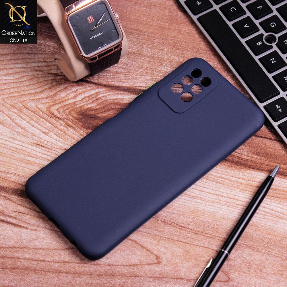 Infinix Note 8i Cover - Blue - Semi-Transparent Ultra Thin Color Button Soft Shell Case