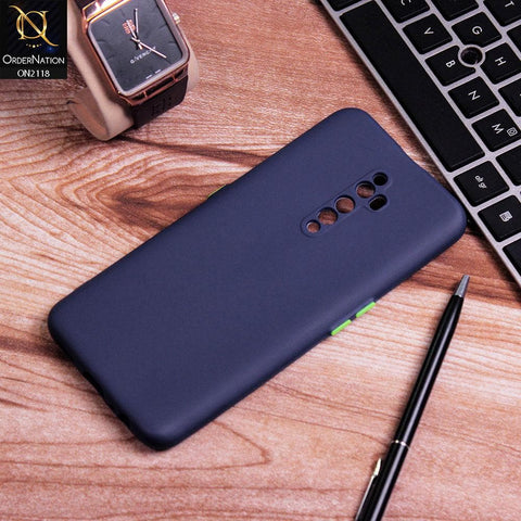Oppo Reno 2Z Cover - Blue - Semi-Transparent Ultra Thin Color Button Soft Shell Case