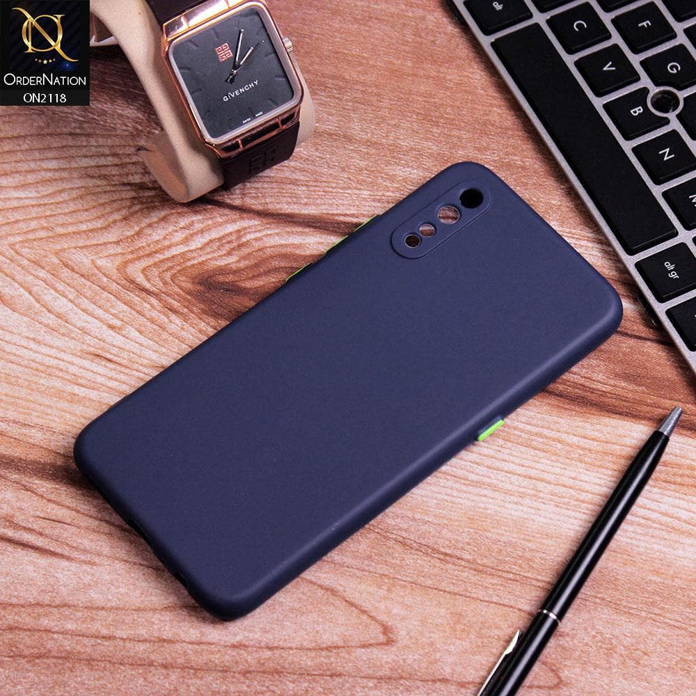 Vivo S1 Cover - Blue - Semi-Transparent Ultra Thin Color Button Soft Shell Case