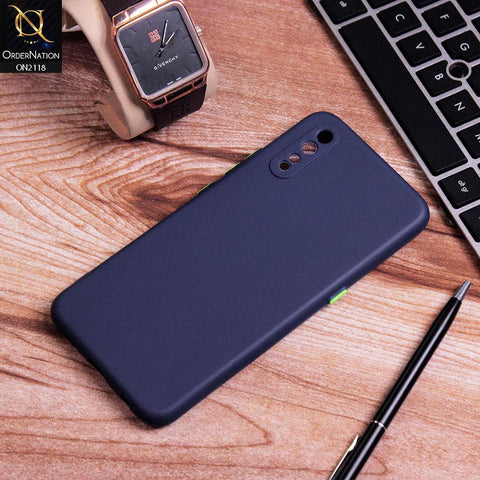 Vivo S1 Cover - Blue - Semi-Transparent Ultra Thin Color Button Soft Shell Case