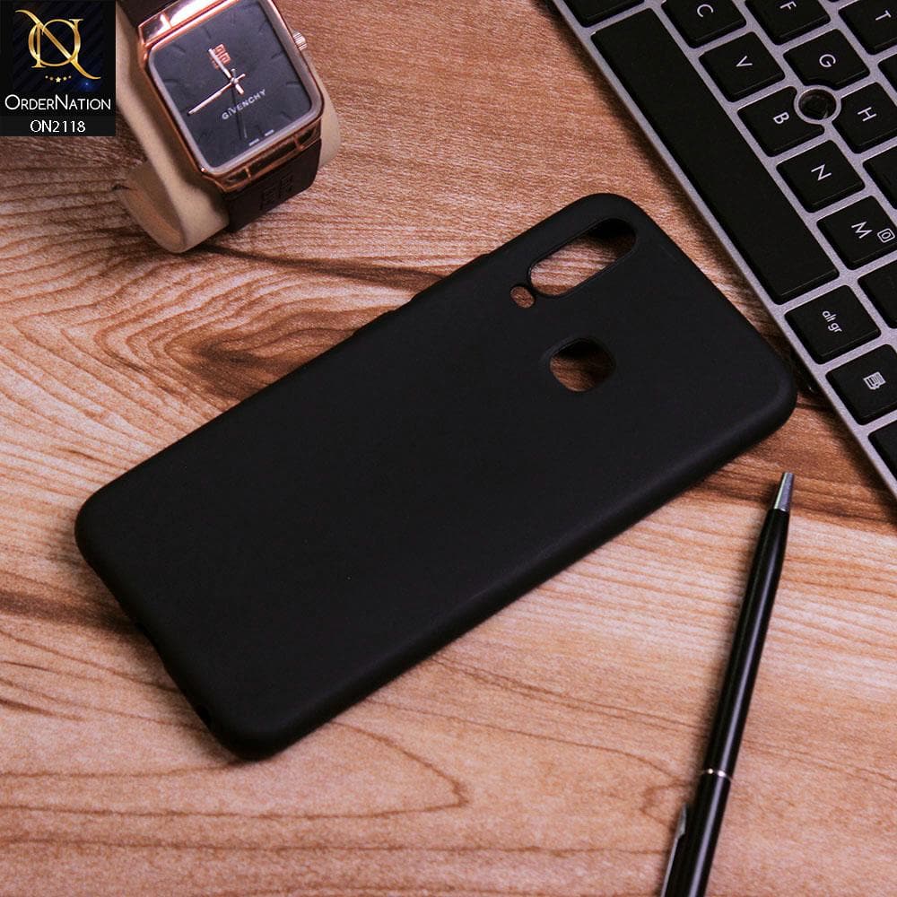 Vivo Y15 Cover - Black - Semi-Transparent Ultra Thin Color Button Soft Shell Case