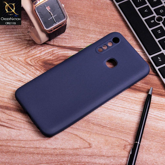Vivo Y19 Cover - Blue - Semi-Transparent Ultra Thin Color Button Soft Shell Case