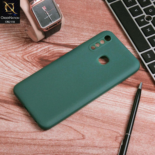 Vivo Y19 Cover - Green - Semi-Transparent Ultra Thin Color Button Soft Shell Case