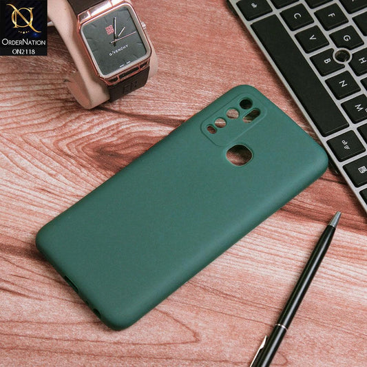 Vivo Y50 Cover - Green - Semi-Transparent Ultra Thin Color Button Soft Shell Case
