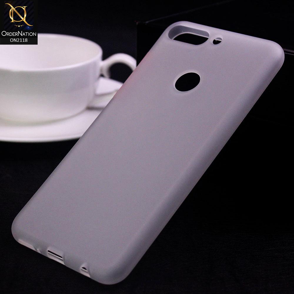 Huawei Y7 Prime 2018 / Y7 2018 Cover - White - Semi-Transparent Ultra Thin Color Button Soft Shell Case
