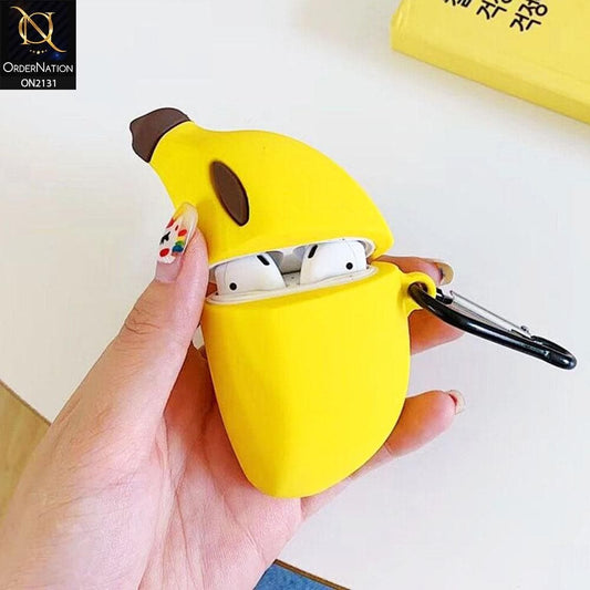 Apple Airpods 1 / 2 Cover - Yellow - Banana - Cute Silicone Cartoon Apple Airpods Case