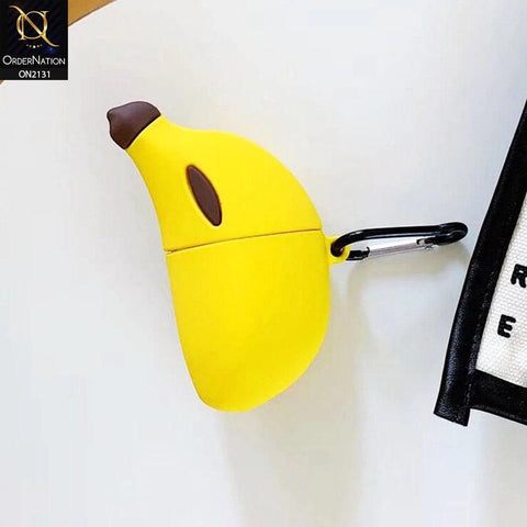 Apple Airpods 1 / 2 Cover - Yellow - Banana - Cute Silicone Cartoon Apple Airpods Case