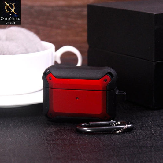 Apple Airpods 3rd Gen 2021 Cover - Black & Red - Stylish Shockproof Carabiner Case