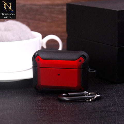 Apple Airpods 3rd Gen 2021 Cover - Black & Red - Stylish Shockproof Carabiner Case
