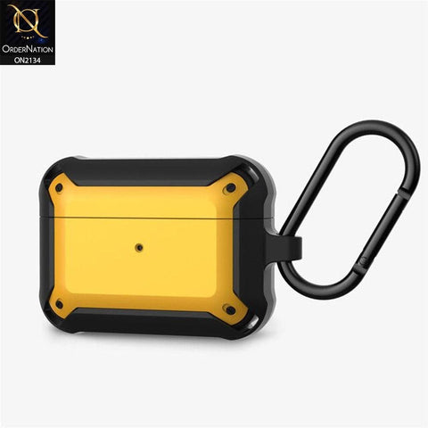 Apple Airpods 3rd Gen 2021 Cover - Black & yellow - Stylish Shockproof Carabiner Case