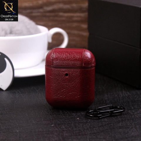 Apple Airpods 1 / 2 Cover - Red - Leather Skin Protection Case