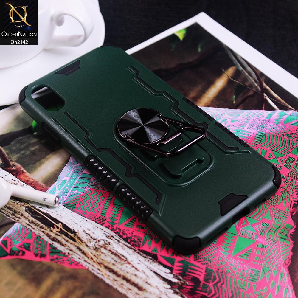 iPhone XS / X Cover - Green - New Stylish Premium Quality Hybrid Heavy Duty Kickstand Case