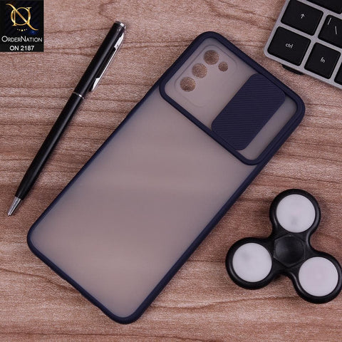 Samsung Galaxy A03s - Blue - Translucent Matte Shockproof Camera Slide Protection Case