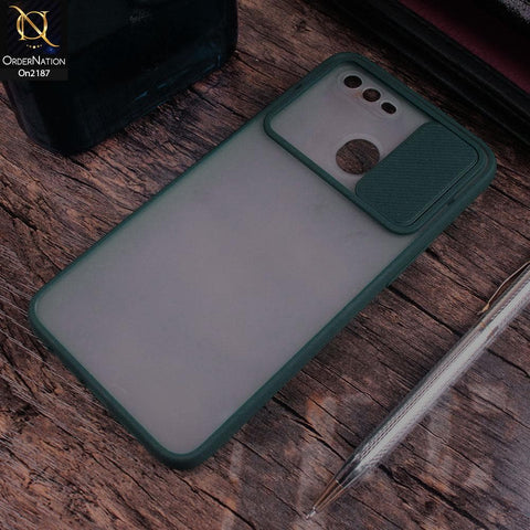 Oppo A11k - Green - Translucent Matte Shockproof Camera Slide Protection Case
