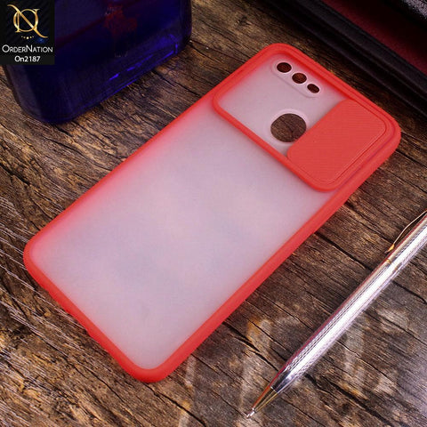 Oppo A11k - Red - Translucent Matte Shockproof Camera Slide Protection Case