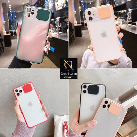 Vivo Y51a Cover - Green - Translucent Matte Shockproof Camera Slide Protection Case