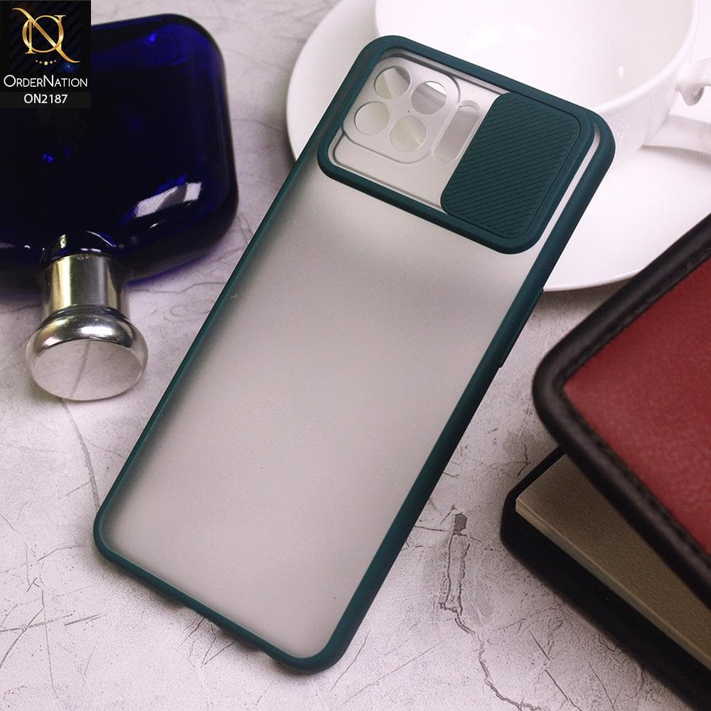 Oppo F17 Pro Cover - Green - Translucent Matte Shockproof Camera Slide Protection Case