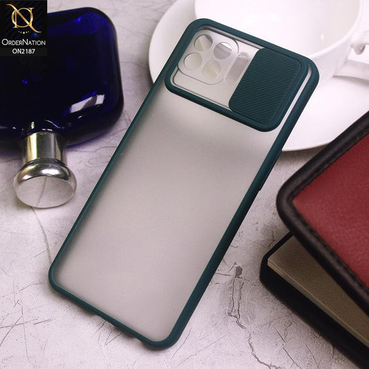 Oppo Reno 4 Lite Cover - Green - Translucent Matte Shockproof Camera Slide Protection Case