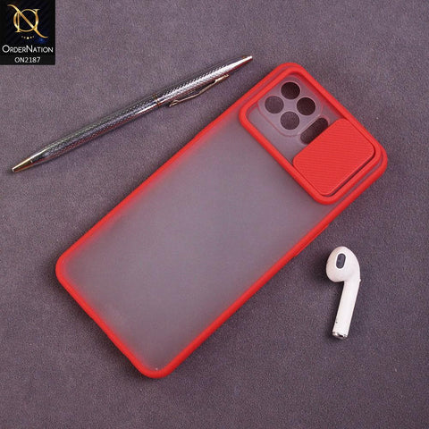 Oppo F17 Pro Cover - Red - Translucent Matte Shockproof Camera Slide Protection Case