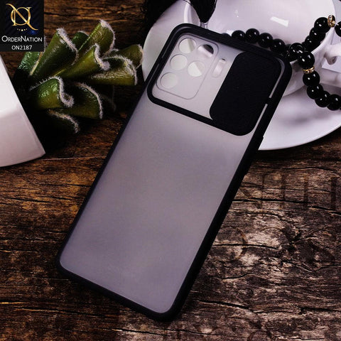Oppo F19 Pro Cover - Black - Translucent Matte Shockproof Camera Slide Protection Case