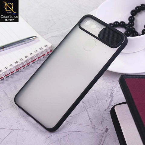 Oppo F9 / F9 Pro Cover - Black - V2 - Translucent Matte Shockproof Camera Slide Protection Case