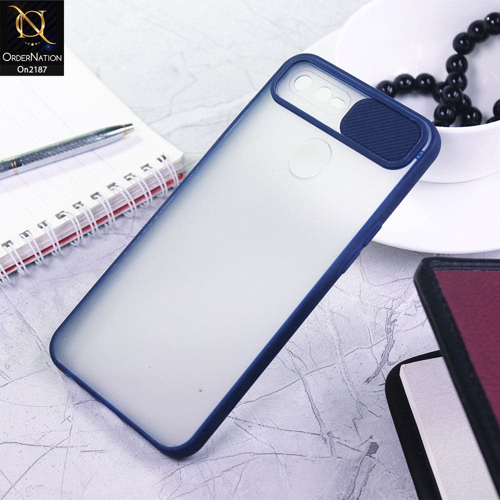 Oppo F9 / F9 Pro Cover - Blue - V2 - Translucent Matte Shockproof Camera Slide Protection Case