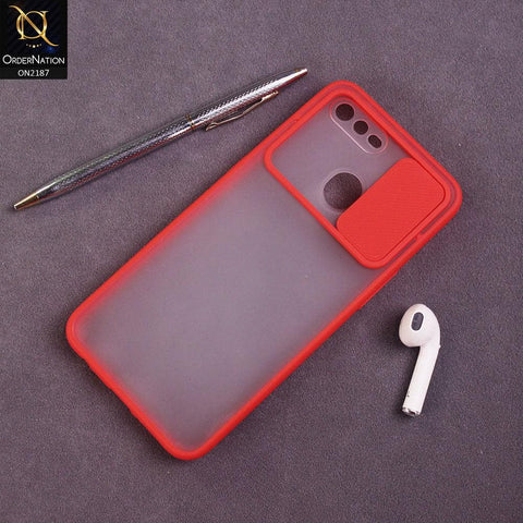 Realme 2 Pro Cover - Red - Translucent Matte Shockproof Camera Slide Protection Case