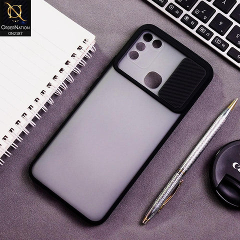 Infinix Hot 10 Play Cover - Black - Translucent Matte Shockproof Camera Slide Protection Case