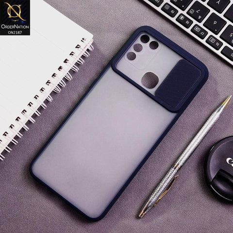 Infinix Hot 10 Play Cover - Blue - Translucent Matte Shockproof Camera Slide Protection Case