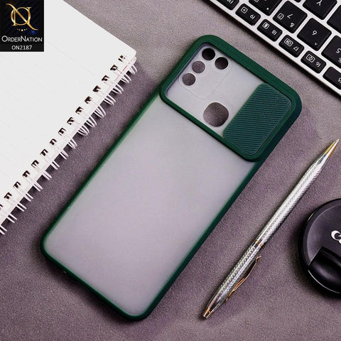 Infinix Hot 10 Play Cover - Green - Translucent Matte Shockproof Camera Slide Protection Case
