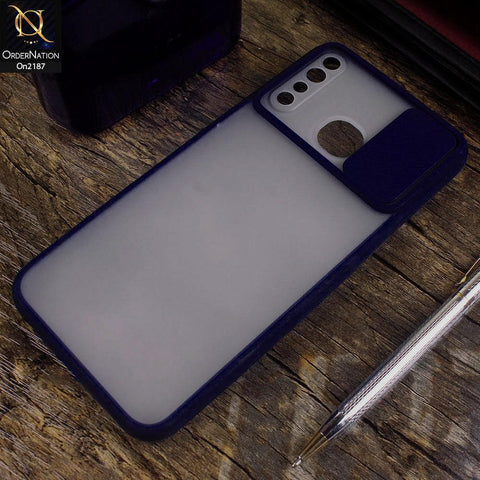 Infinix Hot 8 Lite - Blue - Translucent Matte Shockproof Camera Slide Protection Case