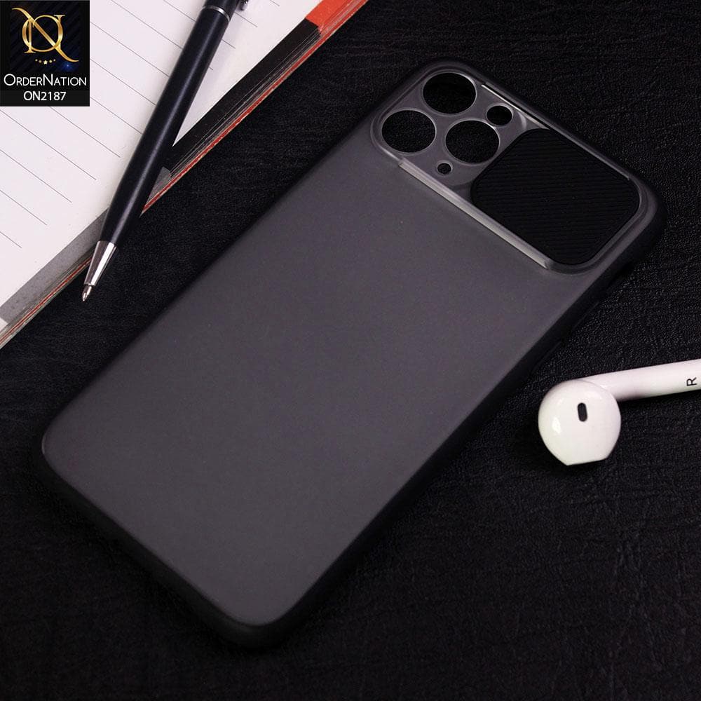 iPhone 11 Pro Cover - Black - Translucent Matte Shockproof Camera Slide Protection Case