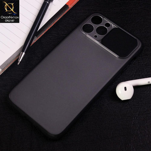 iPhone 11 Pro Cover - Black - Translucent Matte Shockproof Camera Slide Protection Case