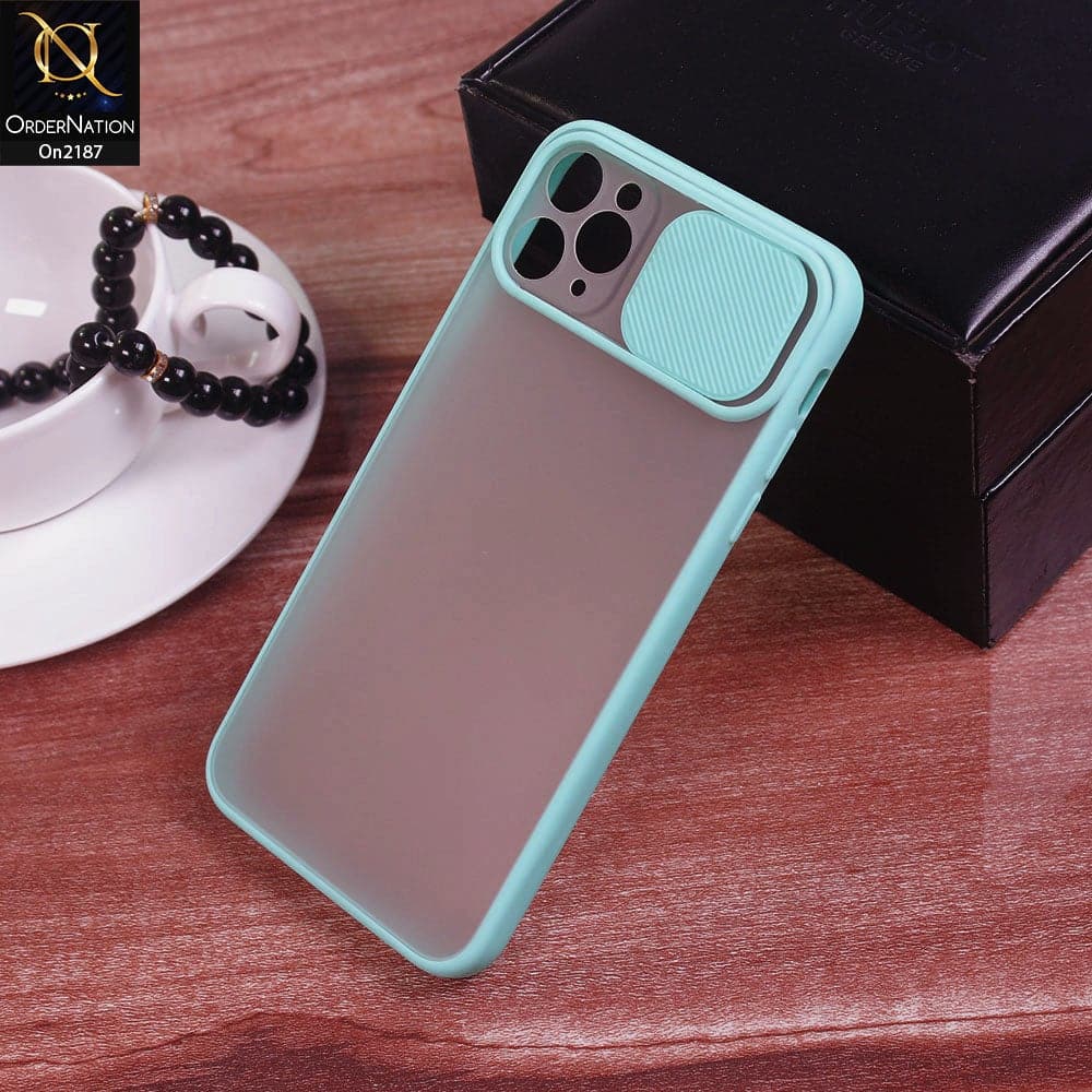 iPhone 11 Pro Max - Aqua - Translucent Matte Shockproof Camera Slide Protection Case