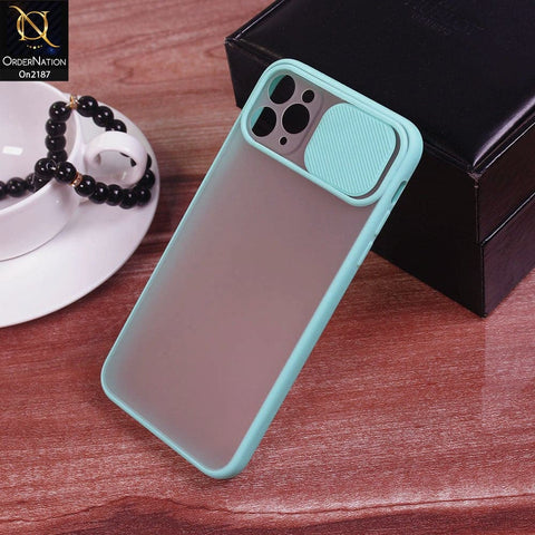 iPhone 11 Pro Max - Aqua - Translucent Matte Shockproof Camera Slide Protection Case