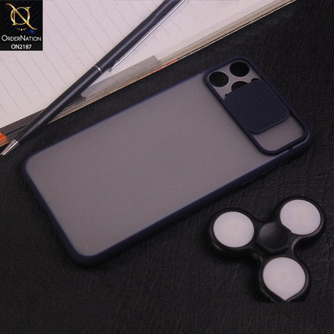 iPhone 11 Pro Max Cover - Blue - Translucent Matte Shockproof Camera Slide Protection Case