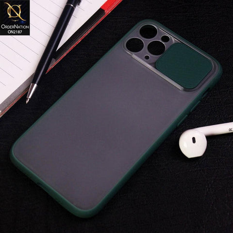 iPhone 11 Pro Max Cover - Green - Translucent Matte Shockproof Camera Slide Protection Case