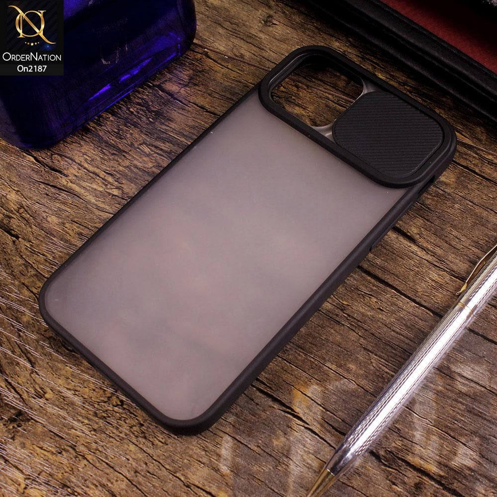 iPhone 12 Mini - Black - Translucent Matte Shockproof Camera Slide Protection Case