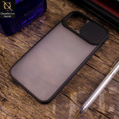 iPhone 12 Mini - Black - Translucent Matte Shockproof Camera Slide Protection Case