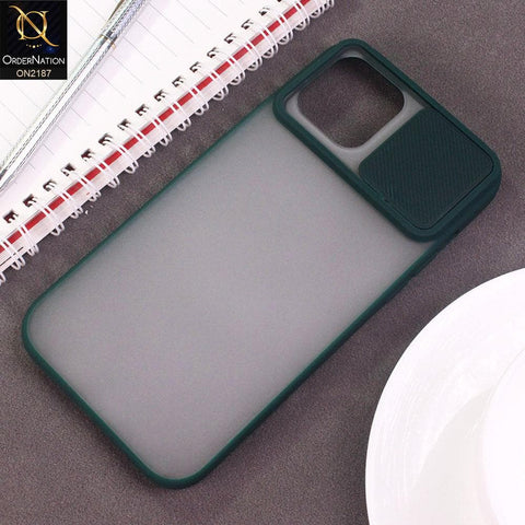 iPhone 12 Pro Max Cover - Green - Translucent Matte Shockproof Camera Slide Protection Case